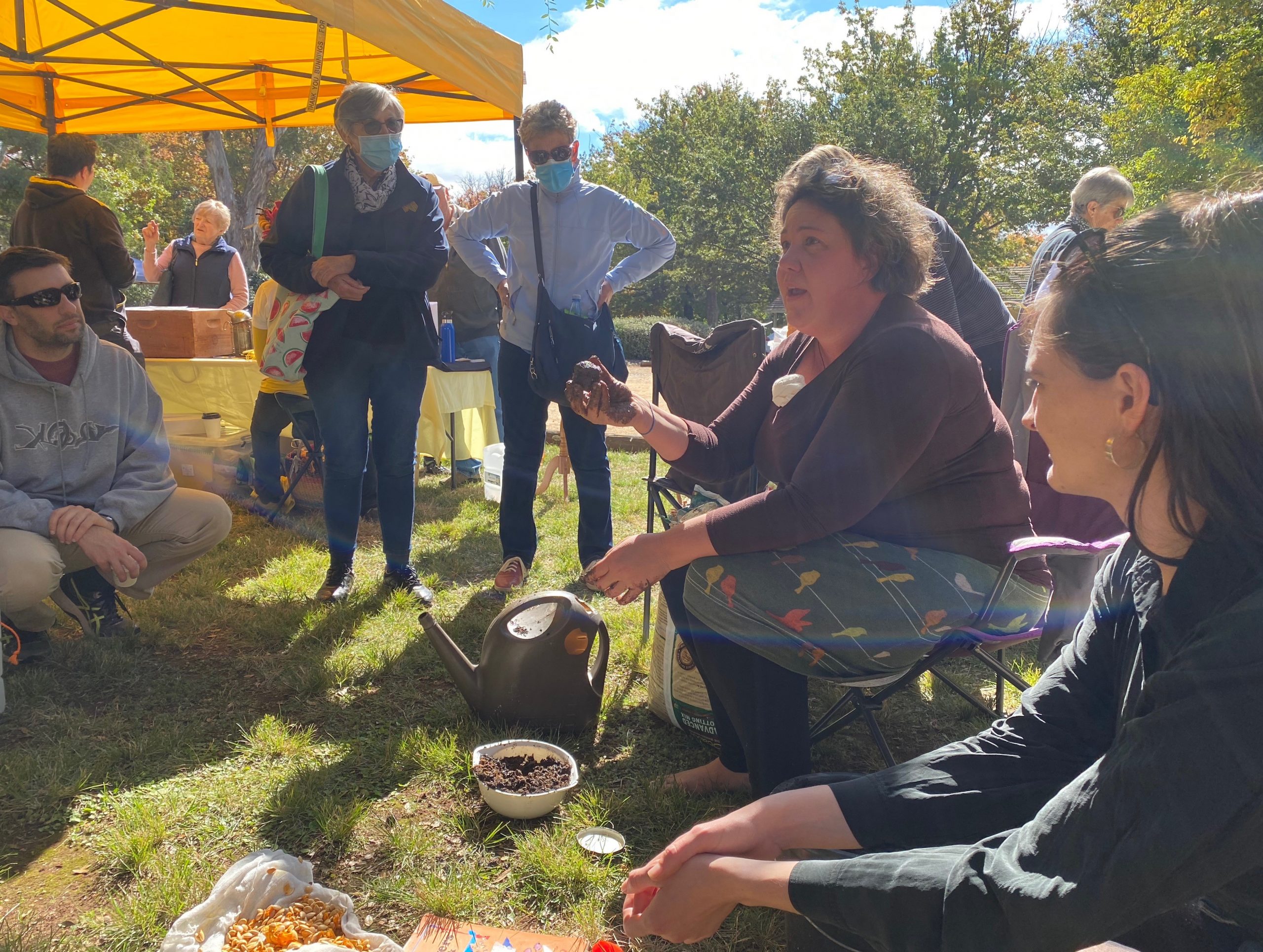 Making a seed bomb with Canberra Seedsavers. Photo: Deb Hamilton
